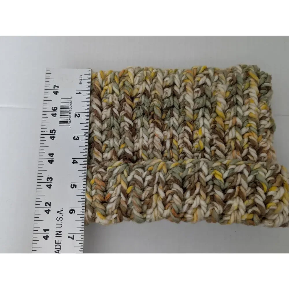 Handmade Chunky Knit Cat Ear Beanie Hat Earth Tones Sage Brown Warm